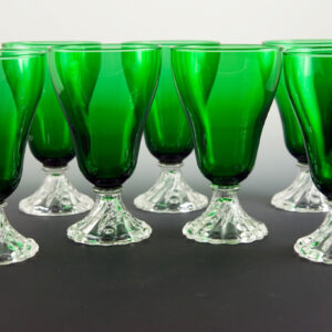 Vintage Glass Boopie Burple Water Goblets in Forest Green