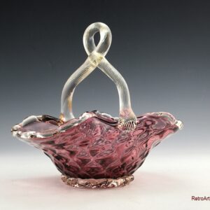Vintage Venetian Glass Basket Amethyst and Gold