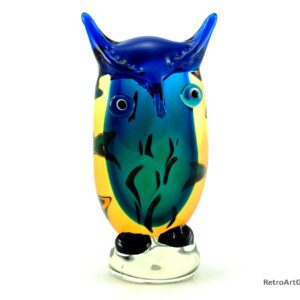 Large Murano Art Glass Sommerso Great Horned Owl Vintage