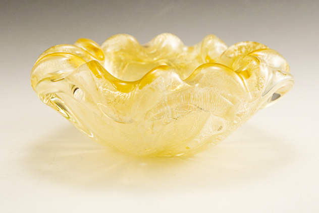 Vintage Murano Art Glass in Canary and Silver with Label - Image 3