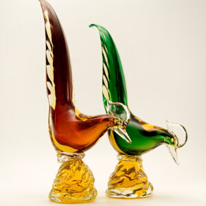 Murano Art Glass Large Pheasant Sculpture Set