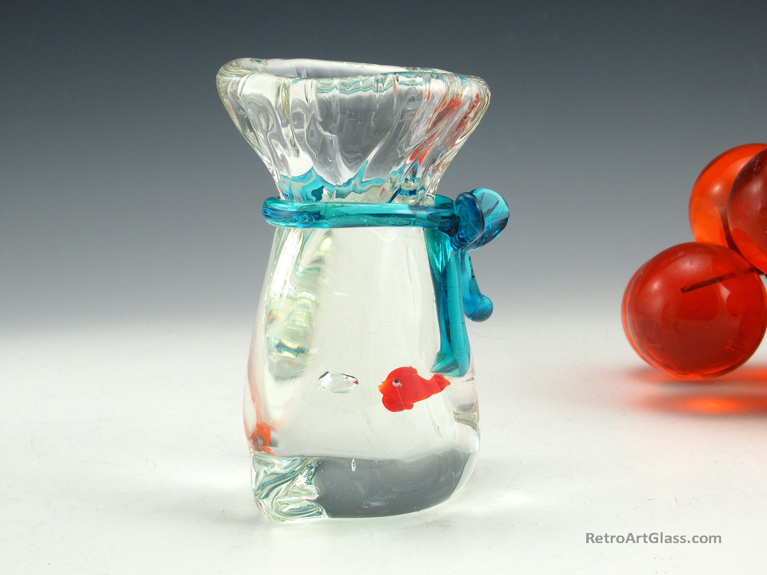 Large Vintage Murano Art Glass Goldfish Bag - Image 2
