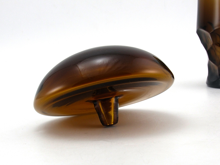 Glass Mushroom Stopper in Cinnamon Brown Mid-Century Modern