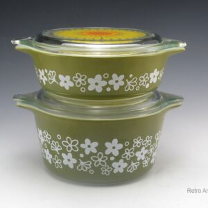 Vintage Pyrex Casserole Dishes Spring Blossom with Daisy Promo Lids