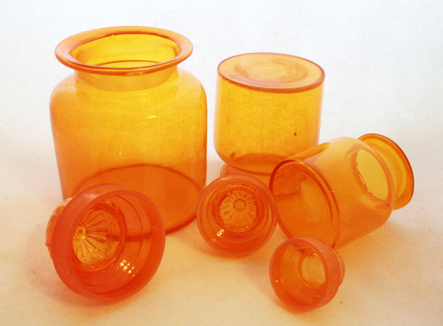 Vintage Retro Orange Glass Kitchen or Bar Canister Set - Image 3