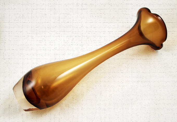 Vintage Swedish Modern Large Cased Glass Trumpet Vase - Image 3