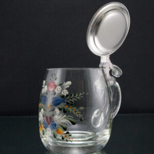 Vintage Glass Tankard with Tole Decor
