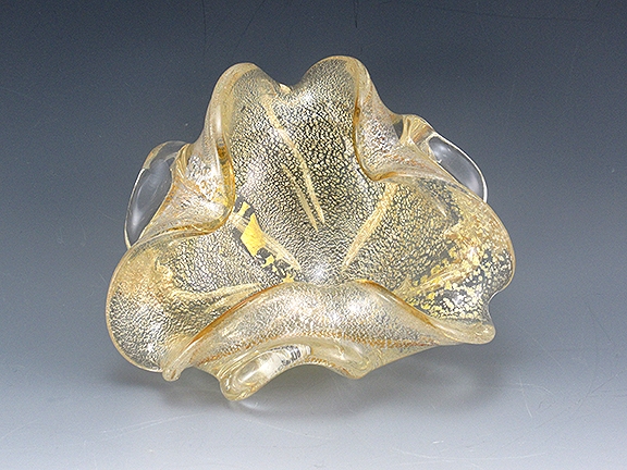 Gold Leaf Venetian Art Glass Occasional Bowl - Image 2