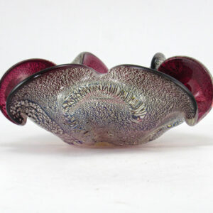 Vintage Venetian Glass Bowl Amethyst with Silver Veil
