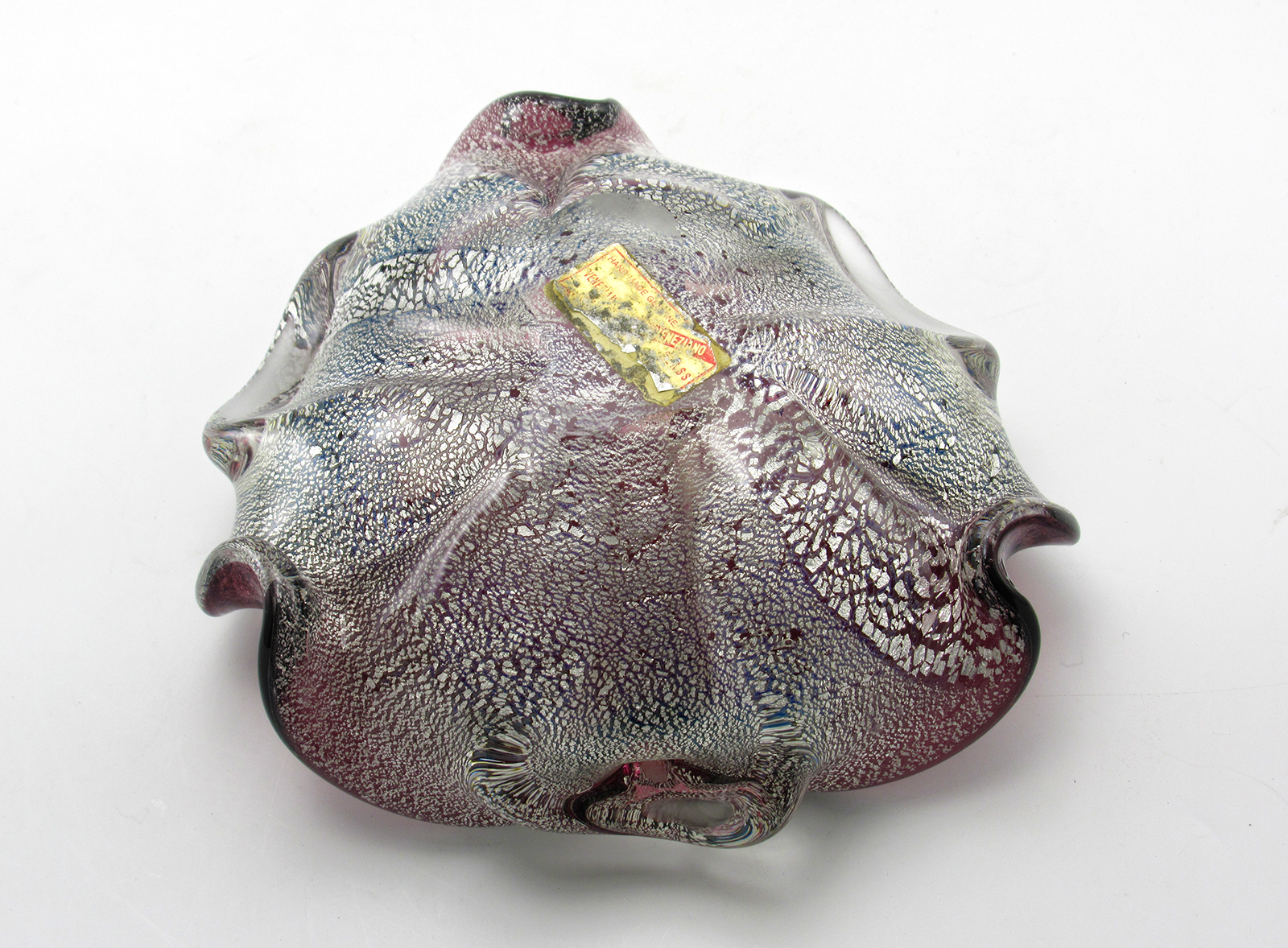 Vintage Venetian Glass Bowl Amethyst with Silver Veil - Image 2