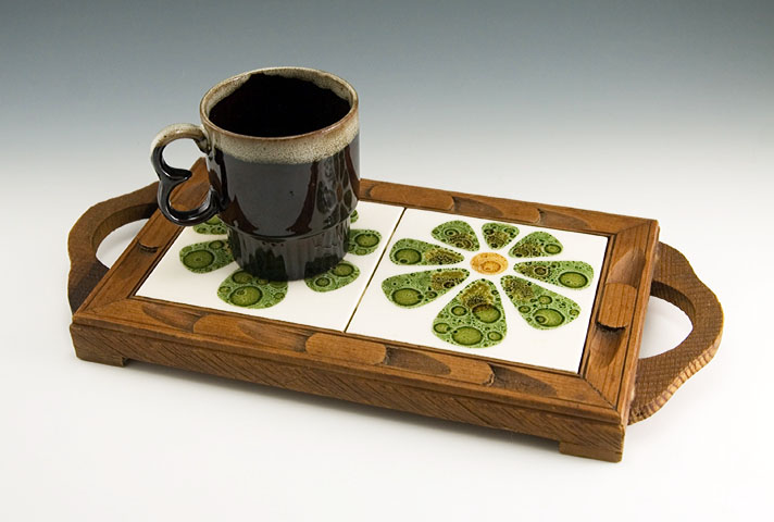 Vitro Ceramica 1960's Flower Power Tile Double Trivet
