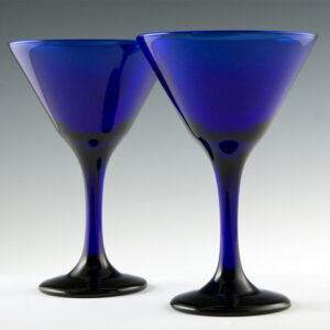 Blown Cobalt Blue Libbey Cocktail Stem Pair