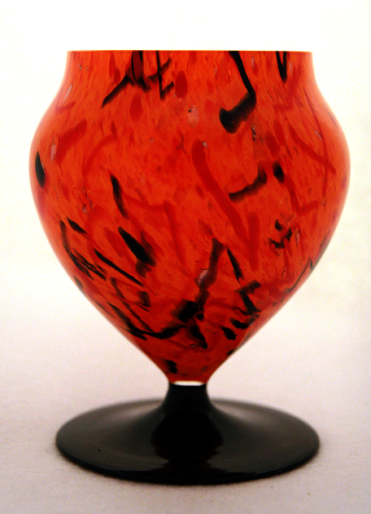 Bohemian Czech Tango Confetti Glass Footed Vase