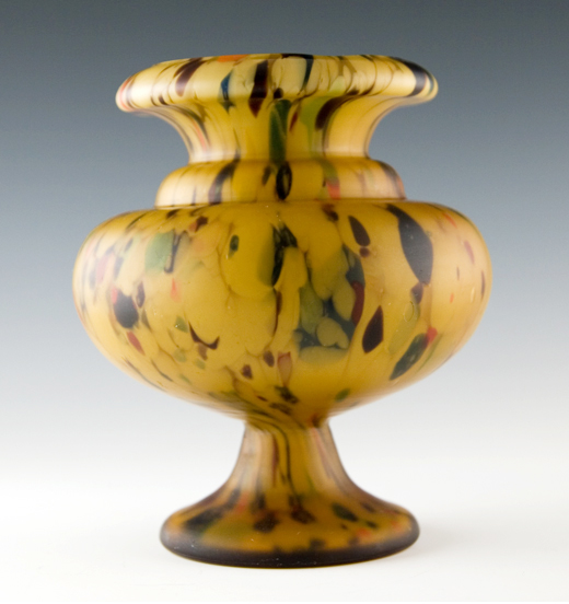 Large Bohemian Glass Mottled Satin Urn Vase - Image 4