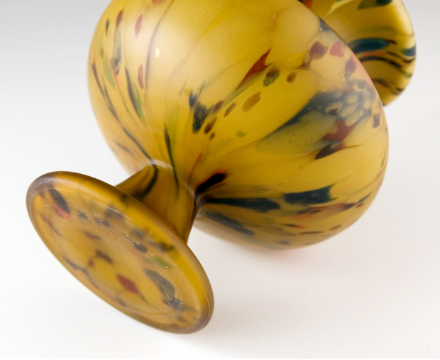 Large Bohemian Glass Mottled Satin Urn Vase - Image 3