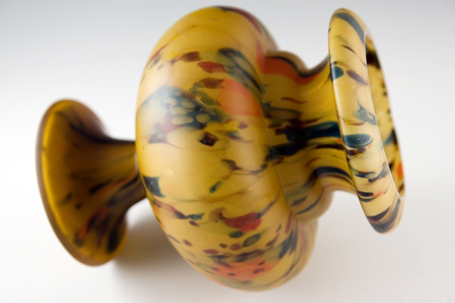 Large Bohemian Glass Mottled Satin Urn Vase - Image 5