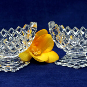 Brilliant Diamond Waffle Cut Crystal Salt Cellar Set