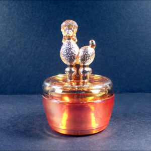Covered Depression Glass Poodle Jar