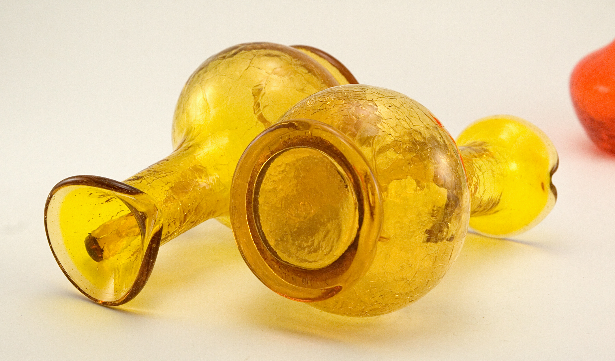 Vintage Glass Cruets in Amber Crackle by Kanawha - Image 4