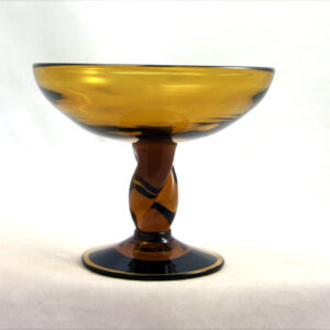 Dark Amber Twisted Stem Vintage Glass Compote by Blenko