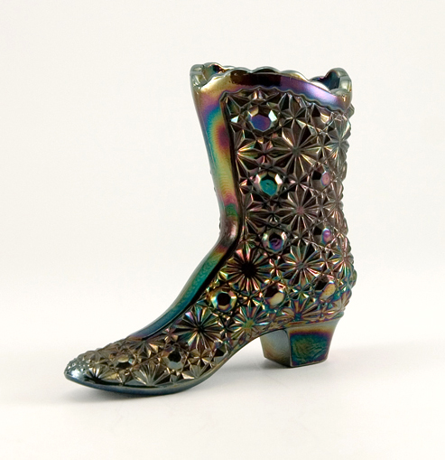 Fenton Art Glass Boot in Black Carnival Signed - Image 3