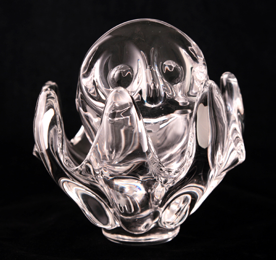 French Art Verrier Crystal Owl & Bowl