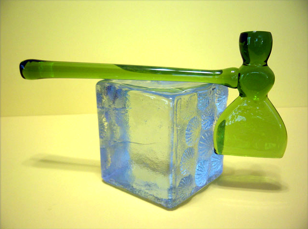 Green Art Glass Axe Whimsey - Image 2