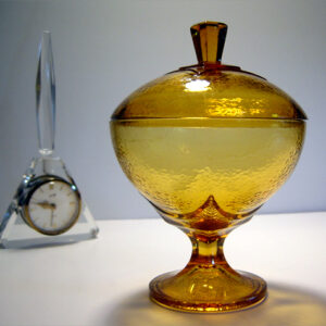 Amber Colony Covered Compote by Hazel Atlas Glass