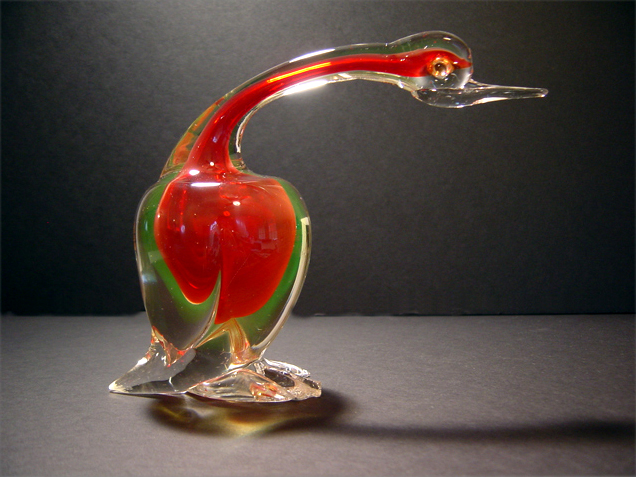 Italian Murano Vaseline Glass Duck