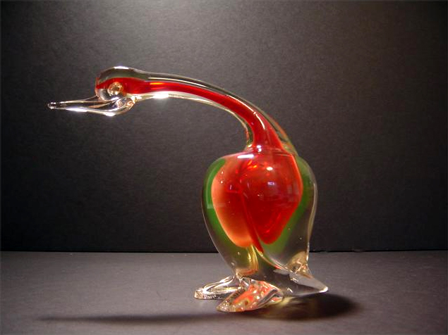 Italian Murano Vaseline Glass Duck - Image 4