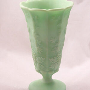 Jade green satin slag glass vase