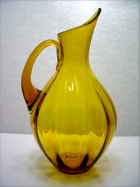 Jonquil Optic Pitcher by Blenko Art Glass