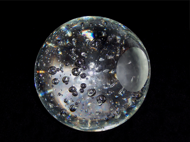 Large Bubble Inclusion Art Glass Paperweight - Image 2