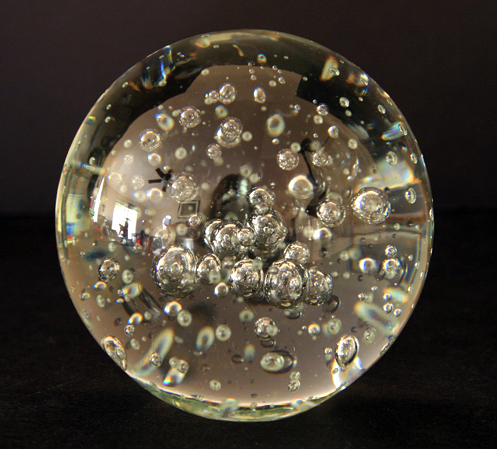Large Bubble Inclusion Art Glass Paperweight - Image 7
